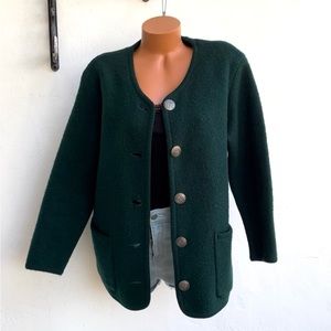 Vtg Eagle Eye Wool Womens Sweater Emerald Green Sz S